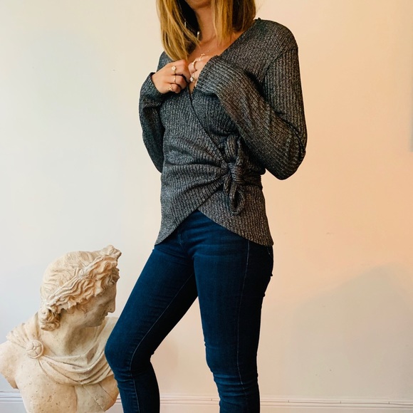 Zara wrap sparkly long sleeve top - Picture 2 of 3